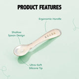Beaba 2nd Age Silicone Spoon Velvet Pack of 4 - Grey & Sage Green