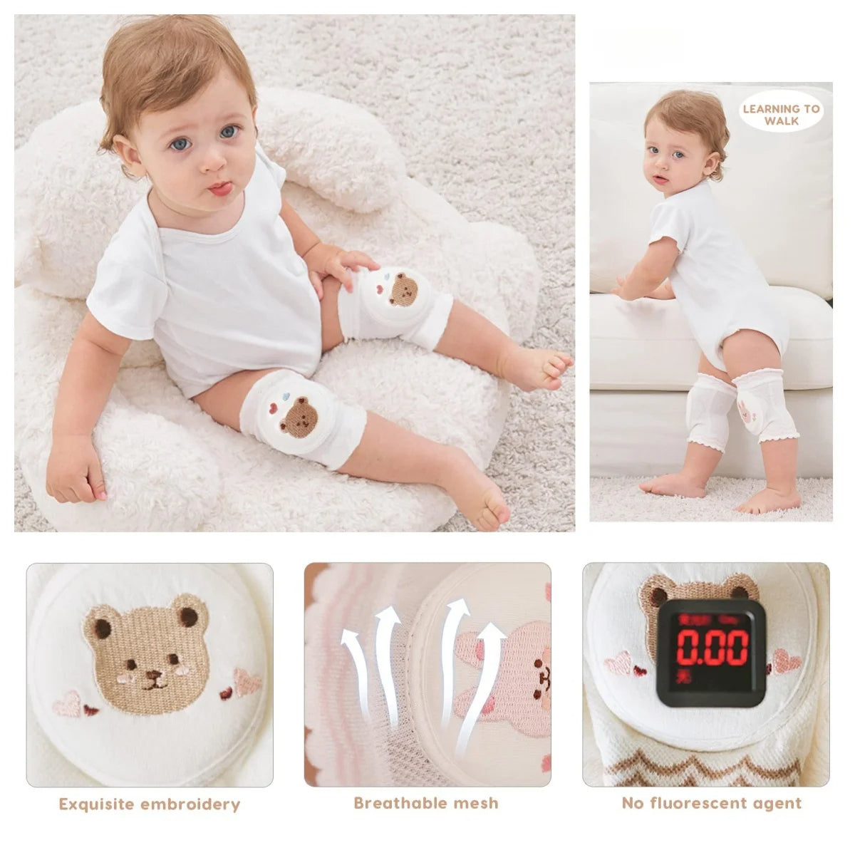 Pikkaboo Soft Crawl Baby Knee Pad - Bear