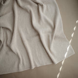 Mushie Knitted Baby Blanket Ribbed Beige Melange - Laadlee