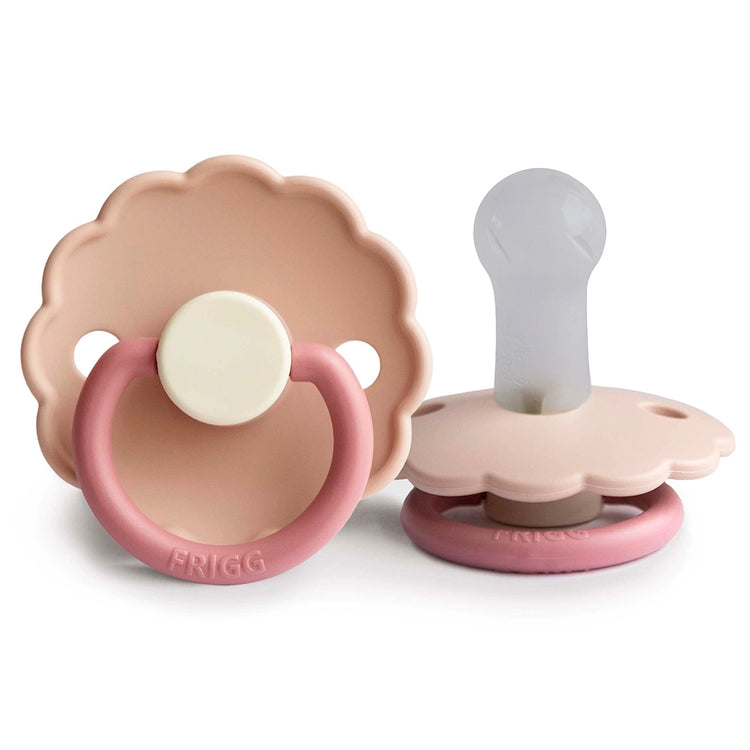 Frigg Daisy Silicone Baby Pacifier 6M-18M, 1Pack, Peony - Size 2 - Laadlee