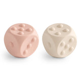 Mushie Dice Press Toy (set of 2) Blush/Shifting Sands - Laadlee
