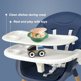 Lovely Baby 2-in-1 Convertible High Chair - Navy Blue