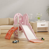 Lovely Baby Slide w/ Climbing Wall and Basketball Hoop - Pink