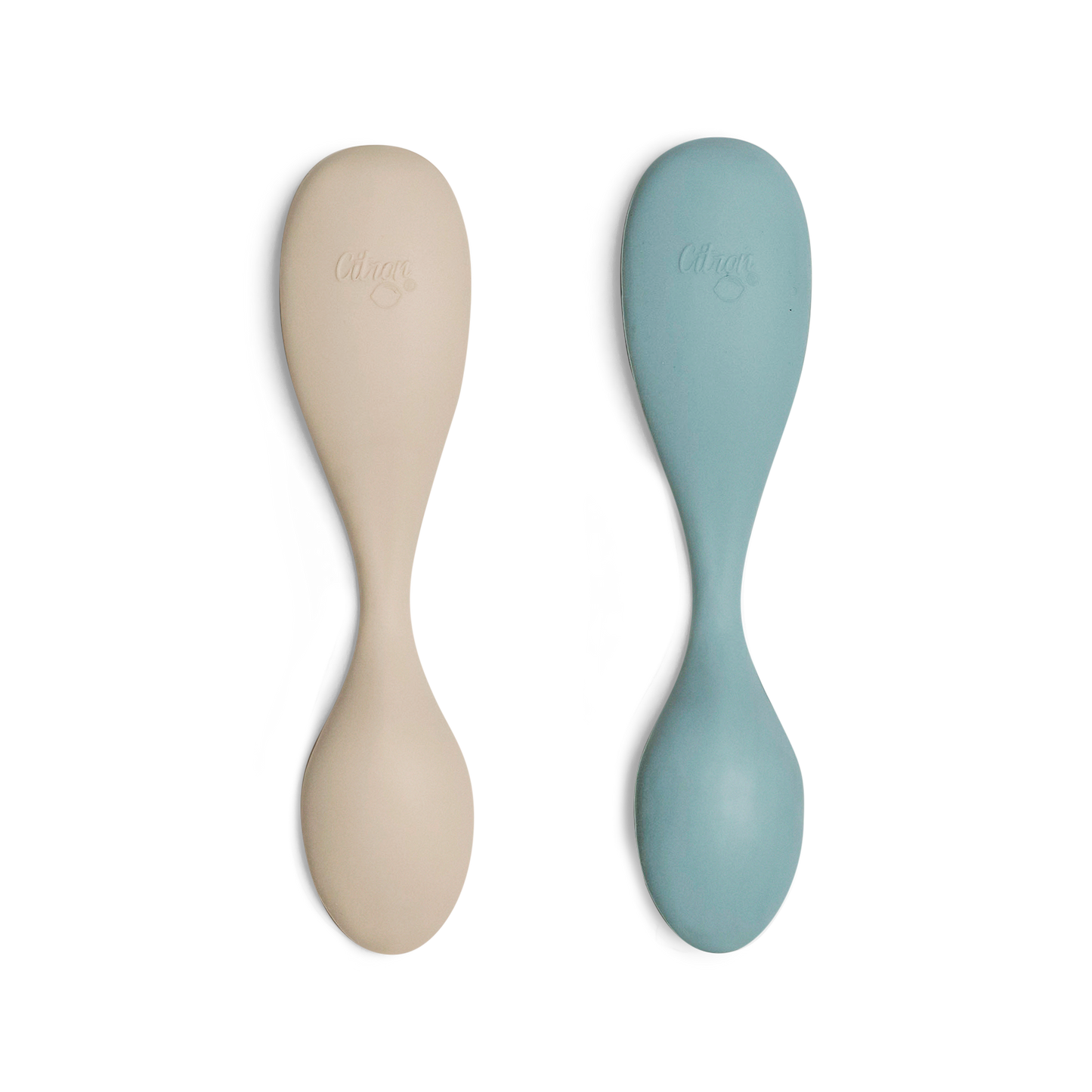 Citron Silicone Feeding Spoon Set of 2 Short - Boat & Swan