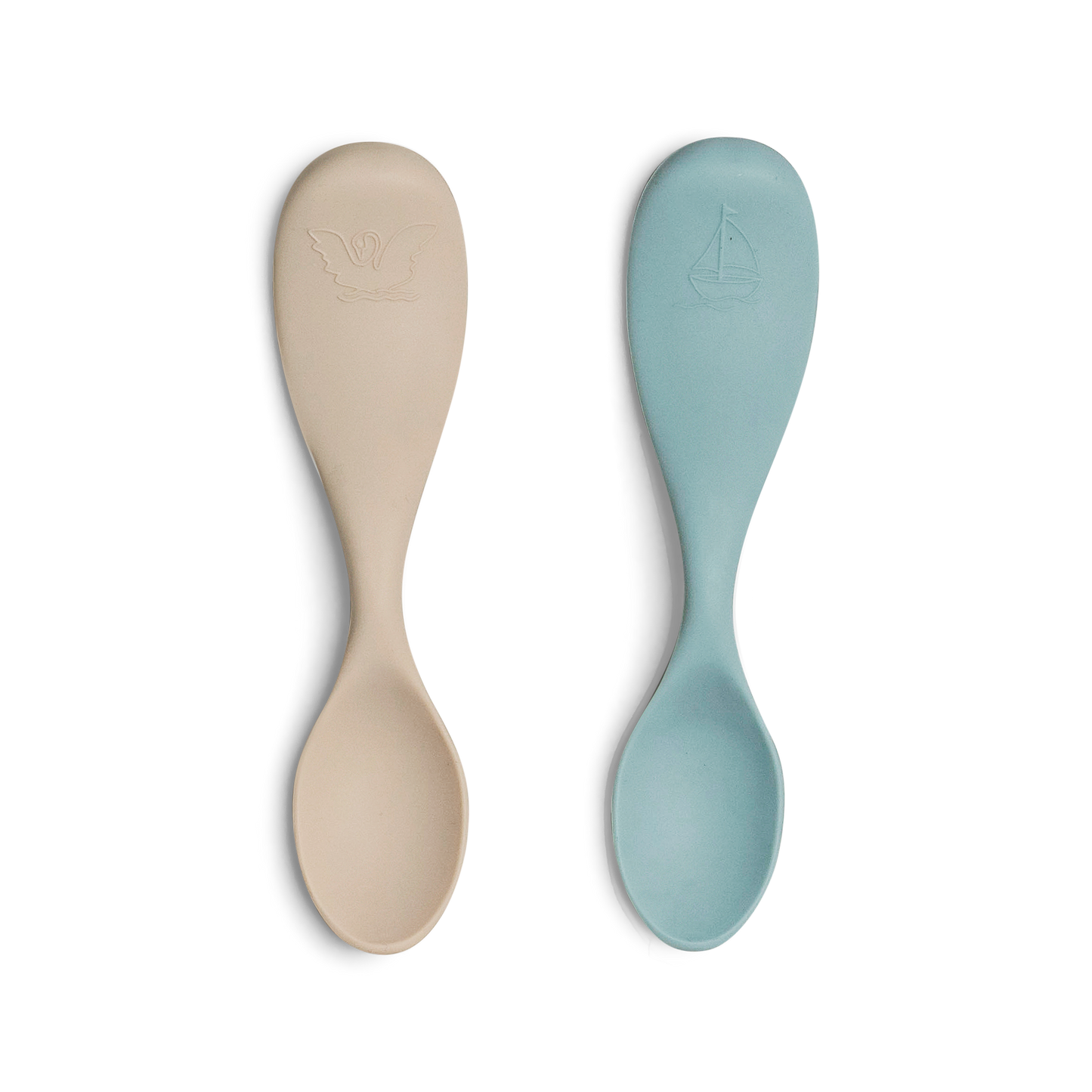 Citron Silicone Feeding Spoon Set of 2 Short - Boat & Swan