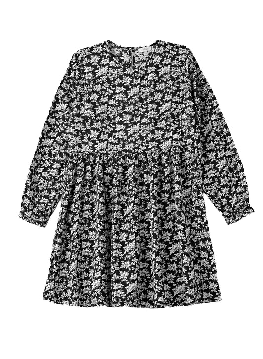 Jelliene Girls Floral Long Sleeve Dress - Black