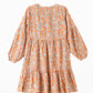 Jelliene Girls Floral Dress with Long Sleeves - Orange