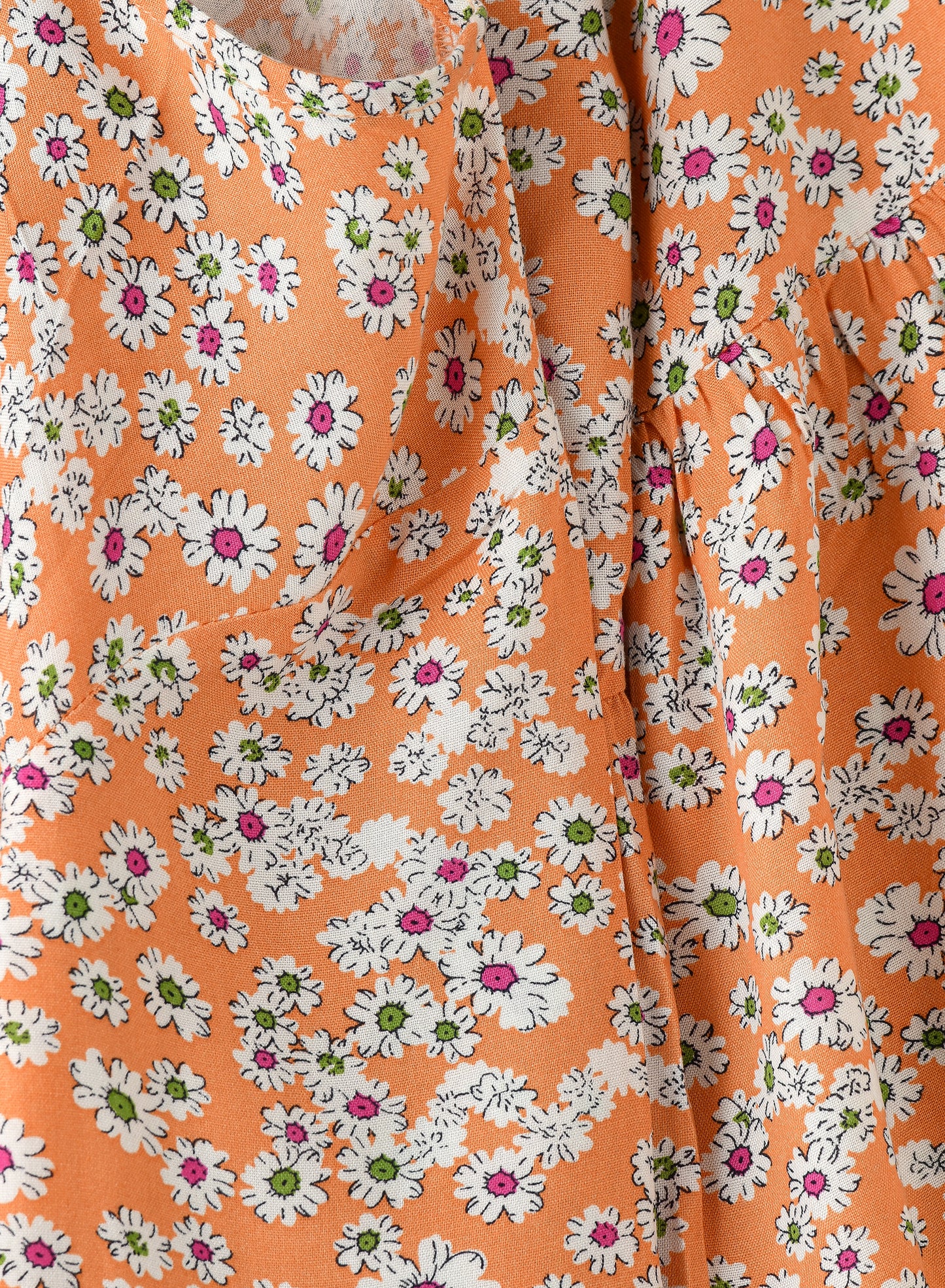 Jelliene Girls Floral Dress with Long Sleeves - Orange