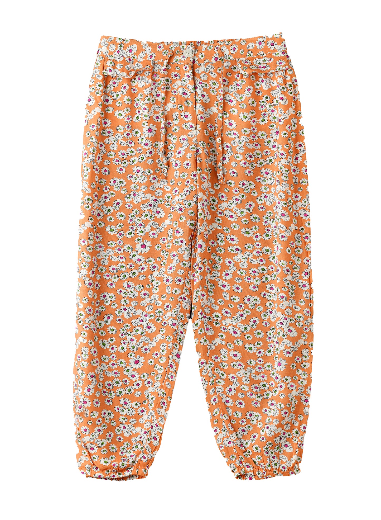 Jelliene Girls Floral Wide Leg Pants - Orange