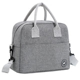 Eazy Kids 6 & 4 Convertible Bento Lunch Box With Lunch Bag, Steel Spoon & Fork Set and Alphabets Sticker - T-Rex dino Grey