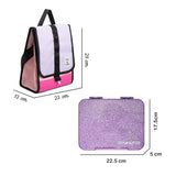 Eazy Kids 6 & 4 Convertible Bento Lunch Box With Lunch Bag - Glitter Purple