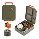 Eazy Kids Jumbo Bento Lunch Box With Lunch Bag, Thermos & Dip Jar- Green