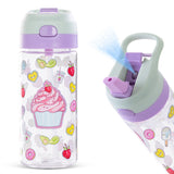 Eazy Kids 3 Compartment 800ml Stainless Steel bento Lunch Box With Water Bottle - Cup Cake Purple