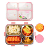 Nova Kids Stainless Steel 3 Compartment Bento Lunch Box With Water Bottle, Spoon & Fork Set - Pink