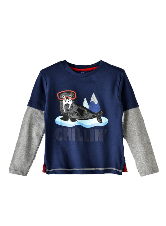 Jam Boys Chillin Walrus Graphic Long-Sleeve Tee