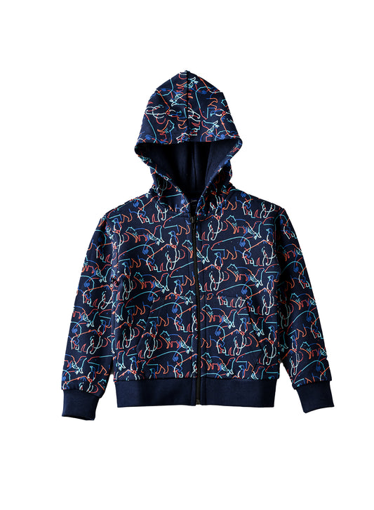 Jam Boys Animal Print Hoodie -  Navy Blue