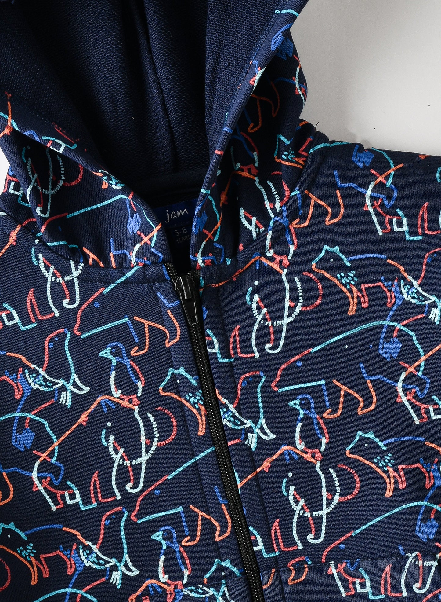 Jam Boys Animal Print Hoodie -  Navy Blue