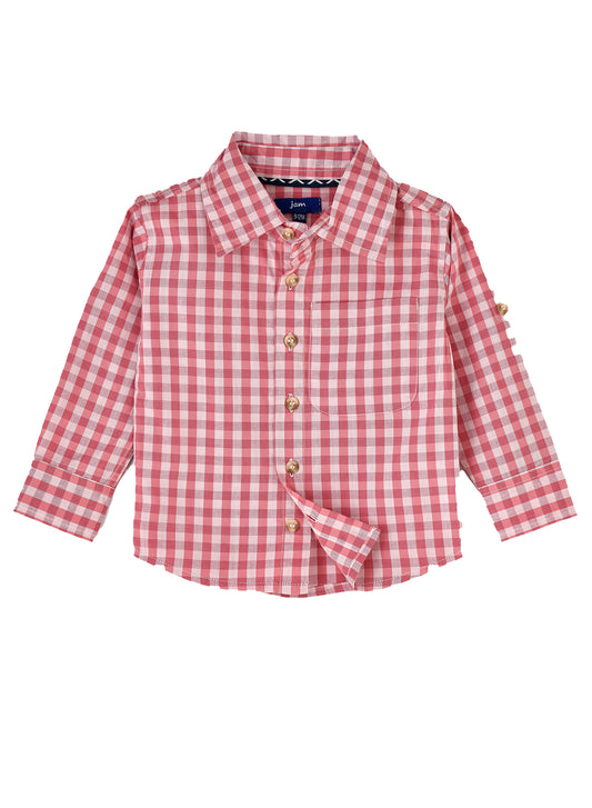 Jam Boys Gingham Checkered Shirt - Pink & White