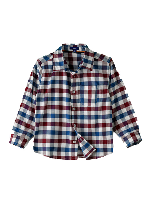 Jam Boys Burgundy, Blue, and White Checkered Shirt