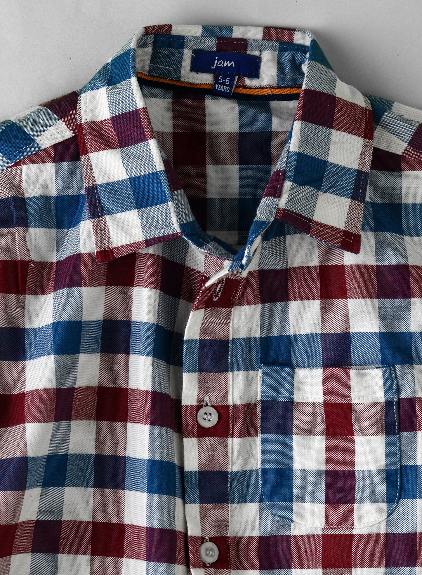 Jam Boys Burgundy, Blue, and White Checkered Shirt