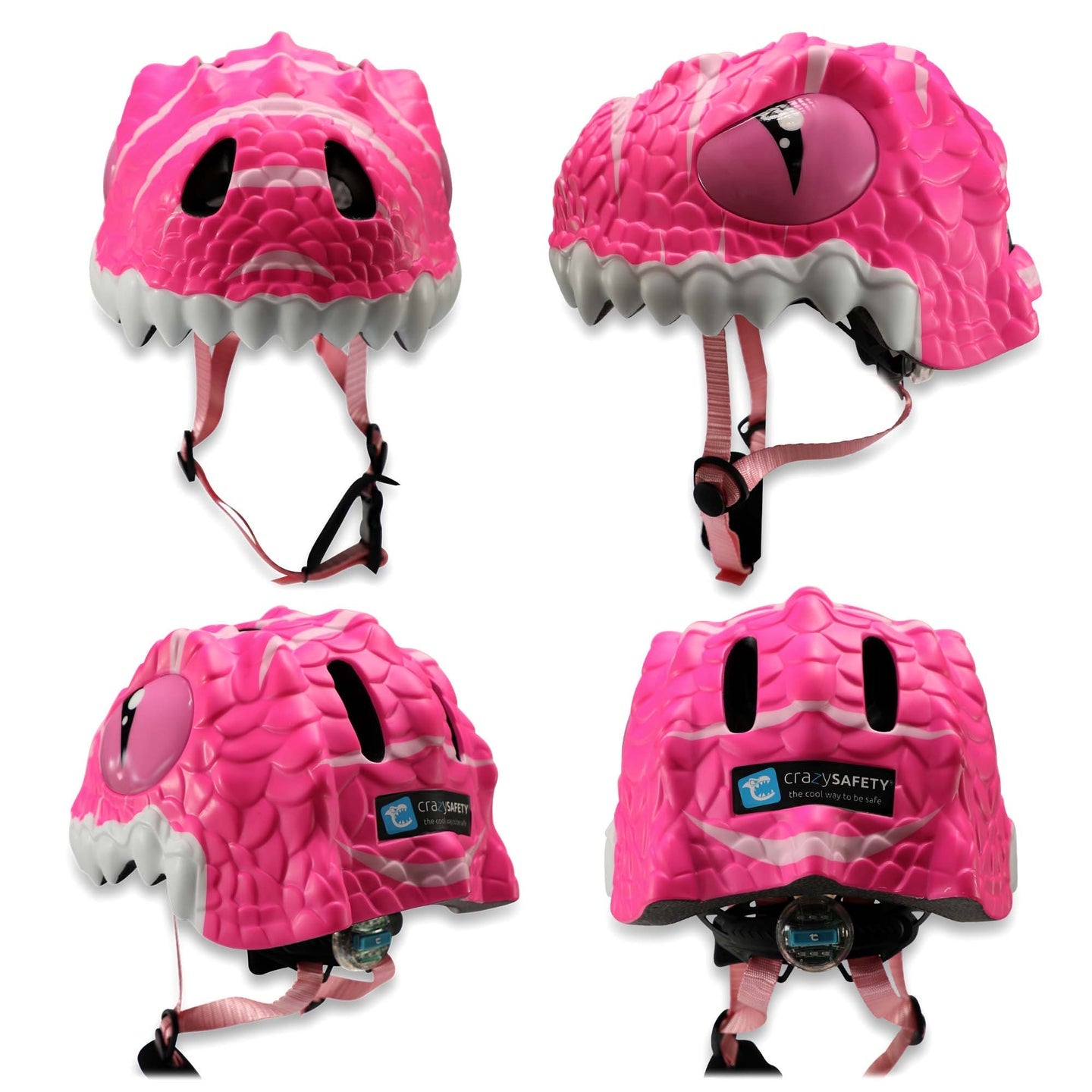Crazy Safety Bicycle Helmet Dino - Pink - Laadlee