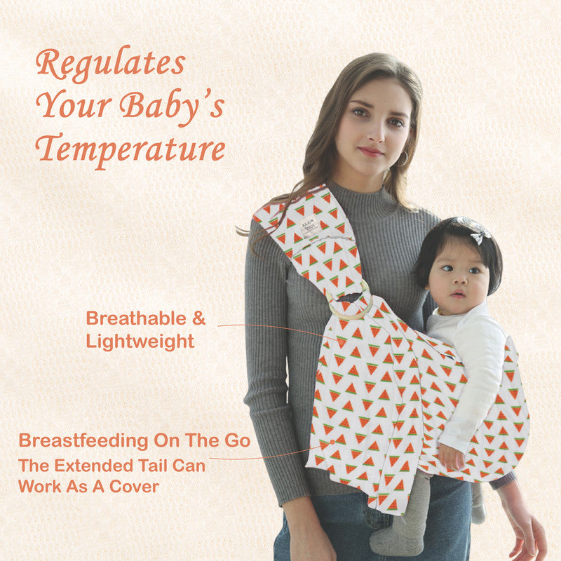 Polka Tots Ring Sling Baby Carrier - Cream Watermelon - Laadlee