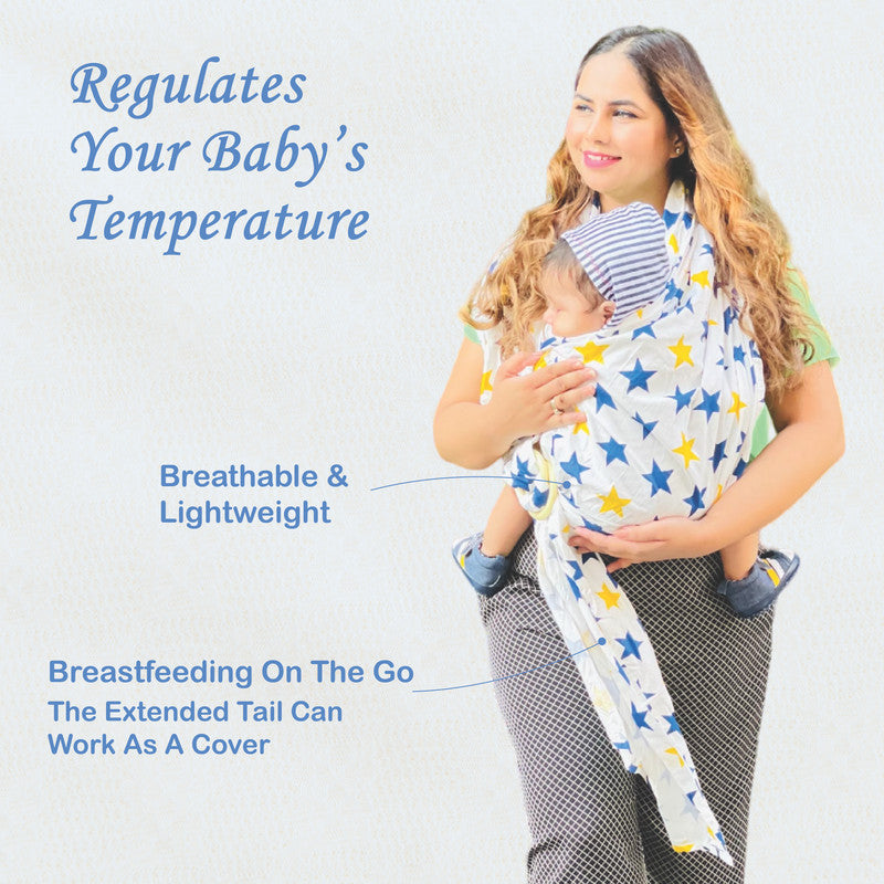 Polka Tots Ring Sling Baby Carrier - White Star - Laadlee