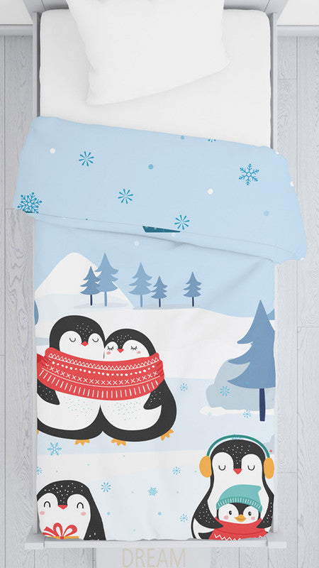 Polka Tots Kids Reversible Comforter Blanket - Penguin - Laadlee