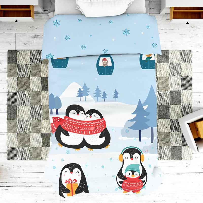 Polka Tots Kids Reversible Comforter Blanket - Penguin - Laadlee