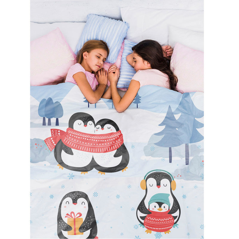 Polka Tots Kids Reversible Comforter Blanket - Penguin - Laadlee