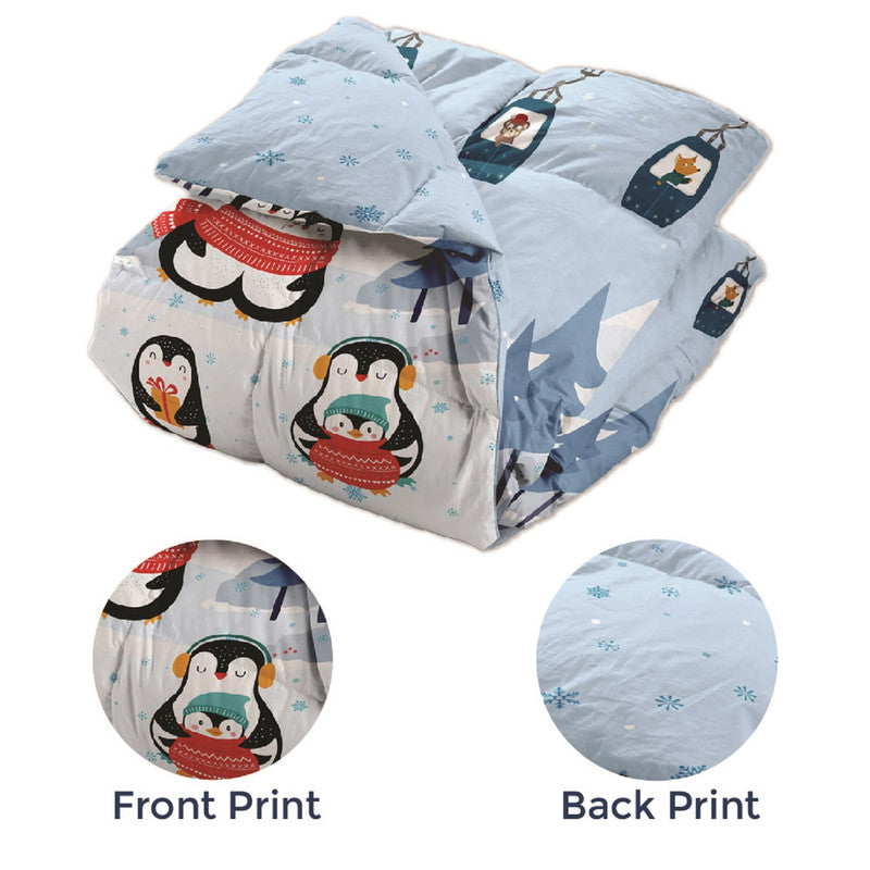 Polka Tots Kids Reversible Comforter Blanket - Penguin - Laadlee