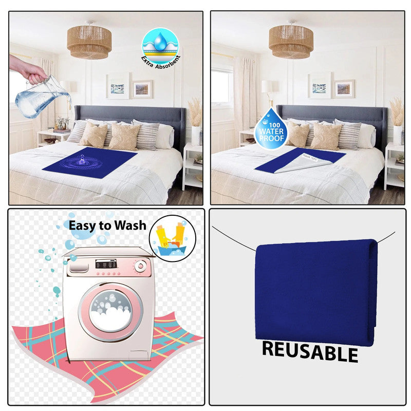 Polka Tots Bed Protector - Dark Blue - Medium - 70cm x 100cm - Laadlee