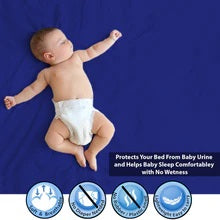 Polka Tots Bed Protector - Dark Blue - Large - 100cm x 140cm - Laadlee