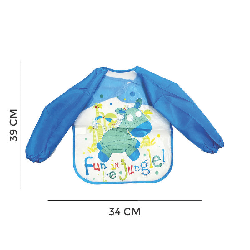 Polka Tots Full Sleeves Waterproof Apron Feeding Bib - Fun Jungle - Laadlee