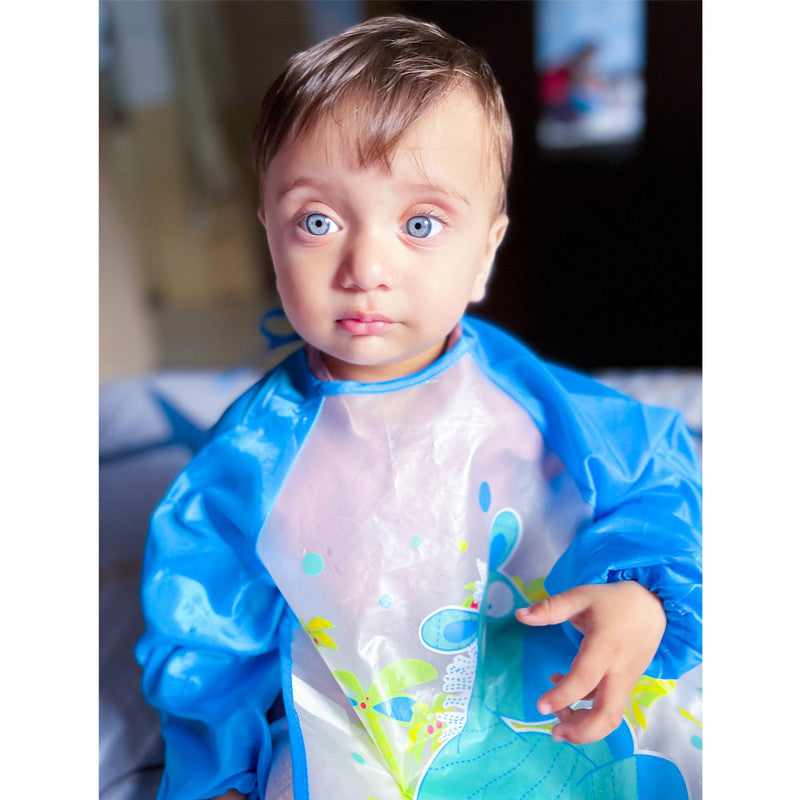 Polka Tots Full Sleeves Waterproof Apron Feeding Bib - Fun Jungle - Laadlee