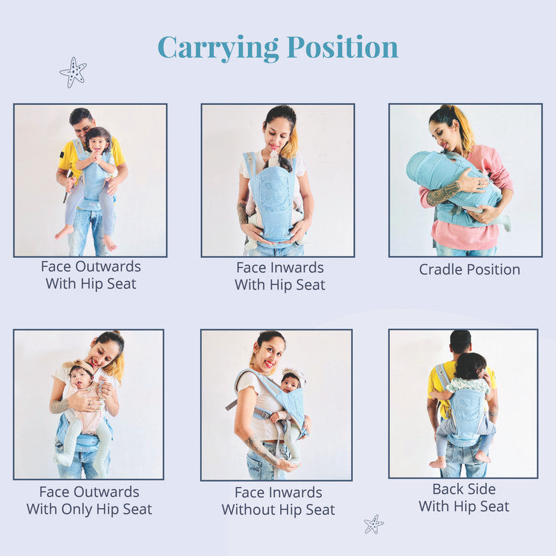 Polka Tots Baby Carrier 6-in-1 Convertible Hip Seat - Shell Blue - Laadlee