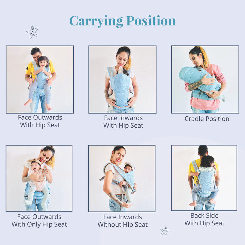 Polka Tots Baby Carrier 6-in-1 Convertible Hip Seat - Shell Blue