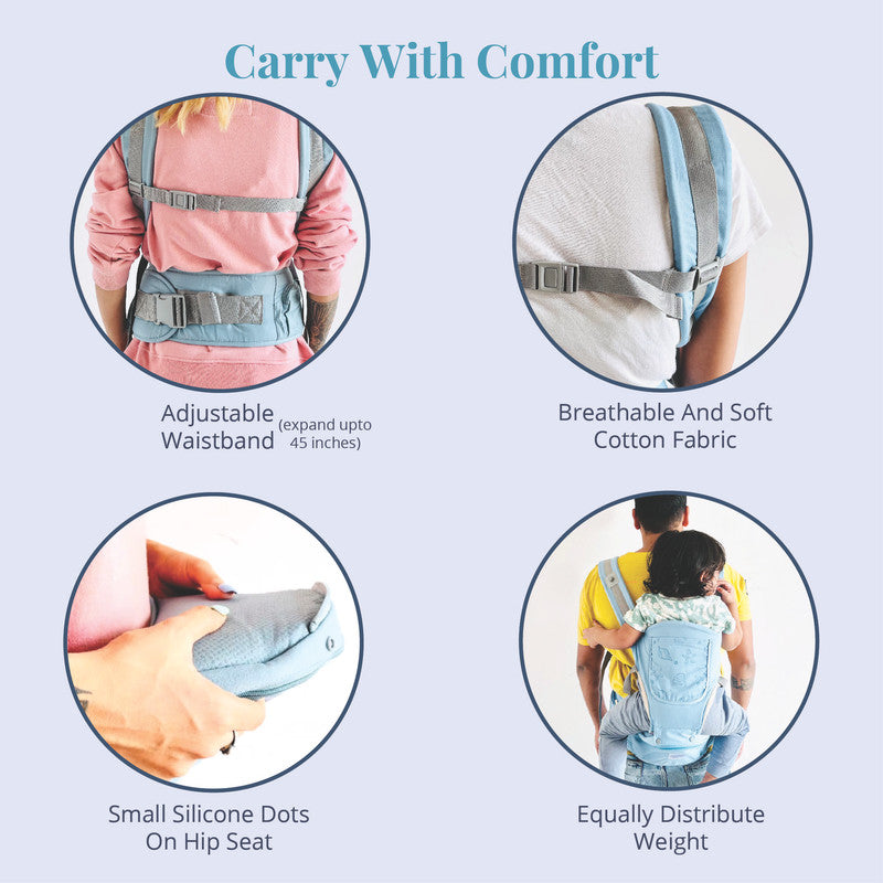 Polka Tots Baby Carrier 6-in-1 Convertible Hip Seat - Shell Blue - Laadlee