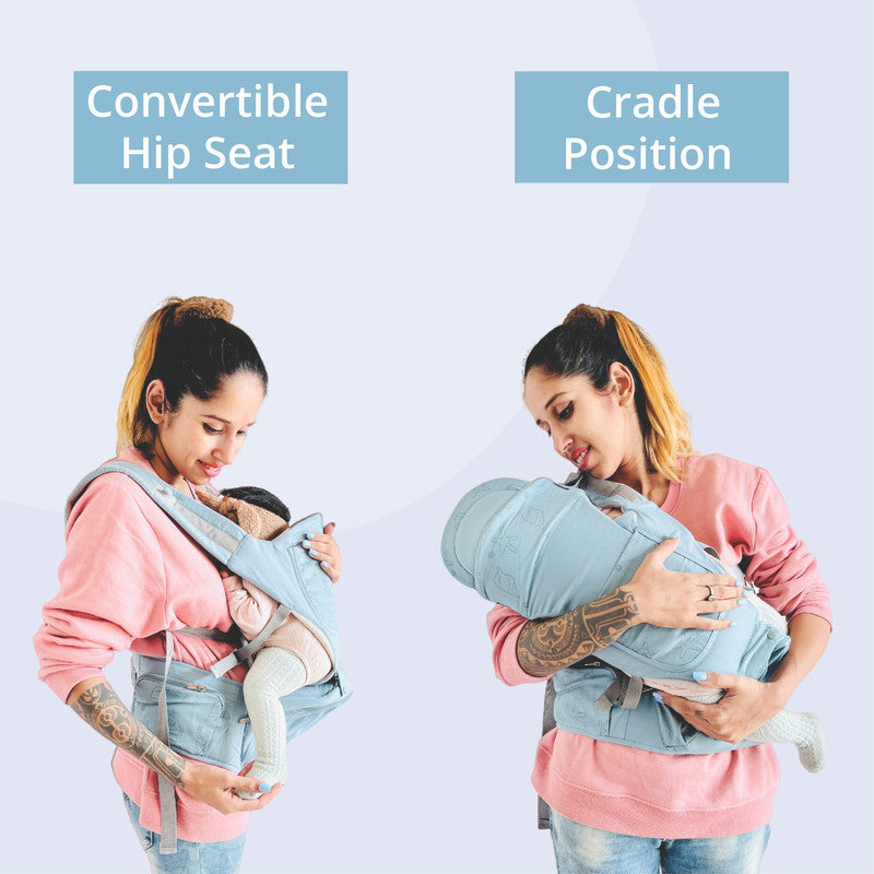 Polka Tots Baby Carrier 6-in-1 Convertible Hip Seat - Shell Blue - Laadlee