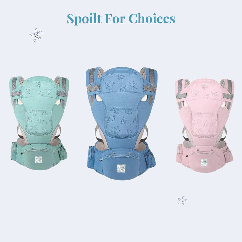 Polka Tots Baby Carrier 6-in-1 Convertible Hip Seat - Shell Blue - Laadlee