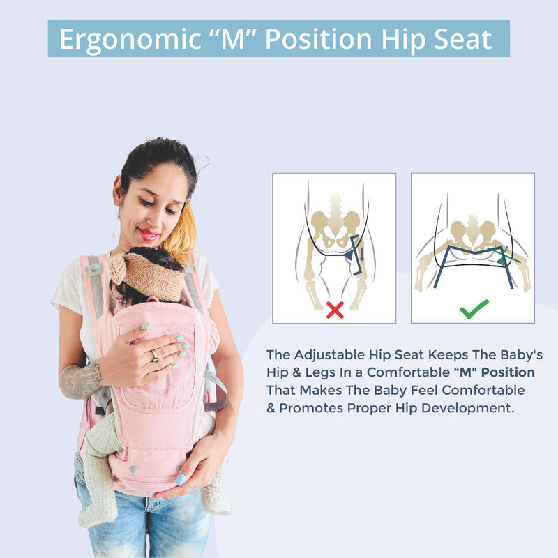 Polka Tots Baby Carrier 6-in-1 Convertible Hip Seat - Shell Pink - Laadlee