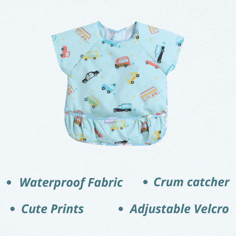 Polka Tots Half Sleeves Bib with Pocket - Car - Laadlee