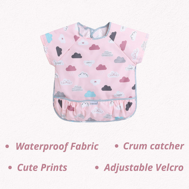 Polka Tots Half Sleeves Bib with Pocket - Cloud - Laadlee