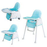 Polka Tots 3-in-1 High Chair with Wheel and Cushion - Blue - Laadlee