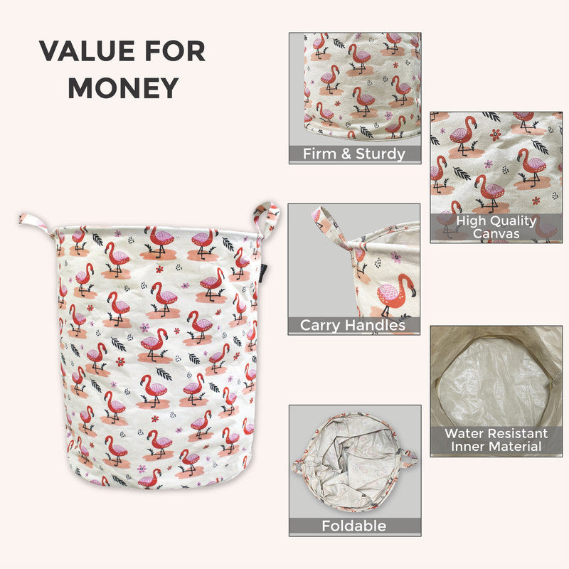 Polka Tots Laundry Bag - Flamingo - Laadlee