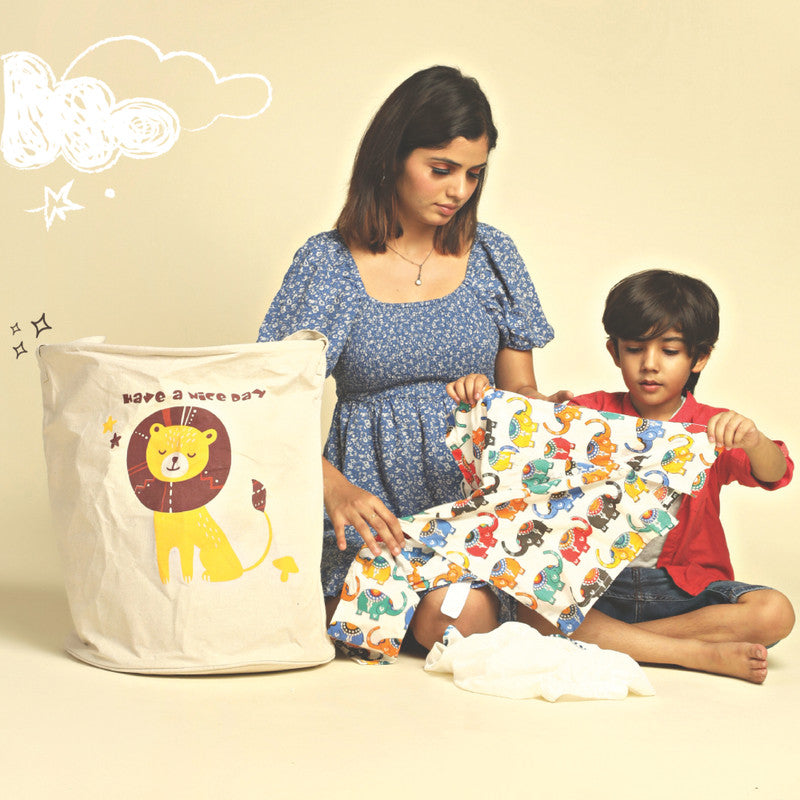 Polka Tots Laundry Bag - Lion - Laadlee