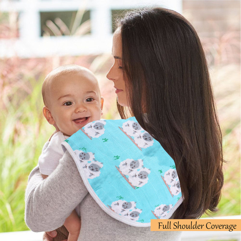 Polka Tots Organic Muslin Cotton Burp Cloth - Sheep - Laadlee