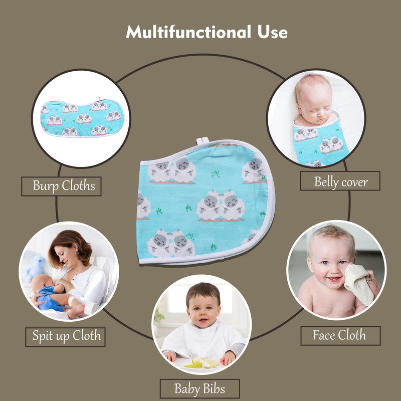 Polka Tots Organic Muslin Cotton Burp Cloth - Sheep - Laadlee