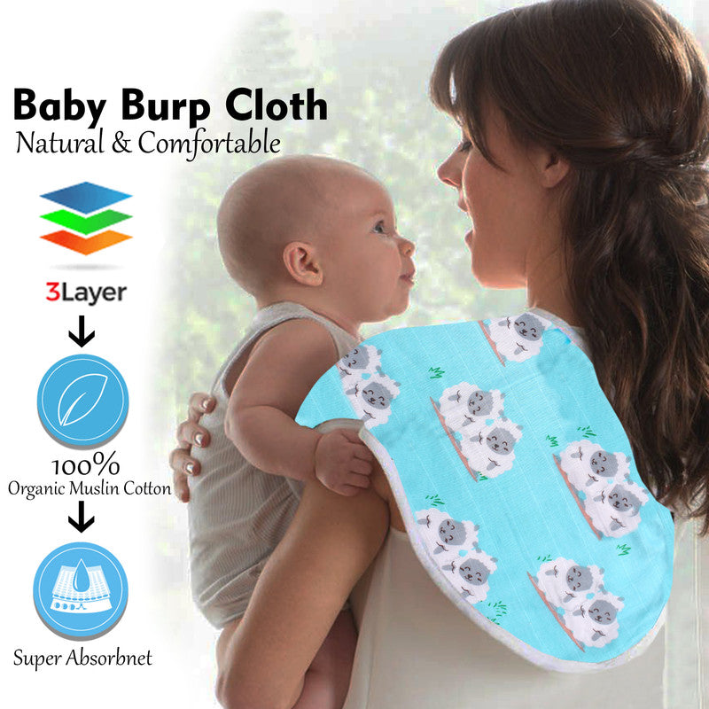 Polka Tots Organic Muslin Cotton Burp Cloth - Sheep - Laadlee