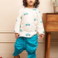 Polka Tots Full Sleeves Car Embroidery Baby Angrakha Top With Dhoti - Cream